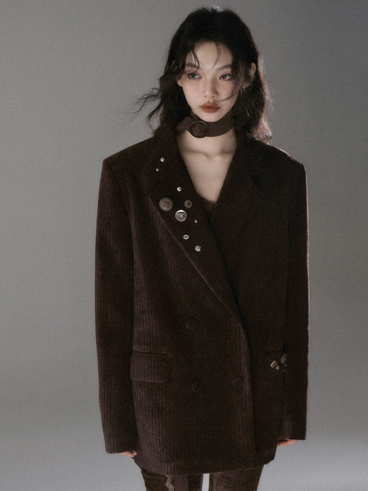 Double Breasted Loose Corduroy Jacket