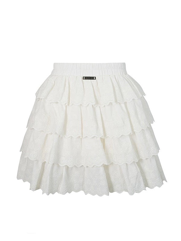 Puffy Embroidered Lace Cake Skirt Pants