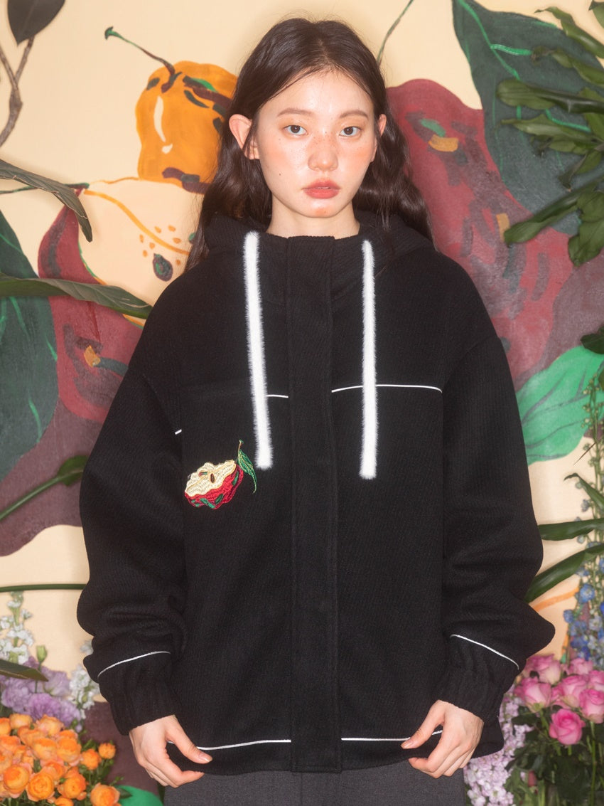 Apple Embroidered Hooded Jacket