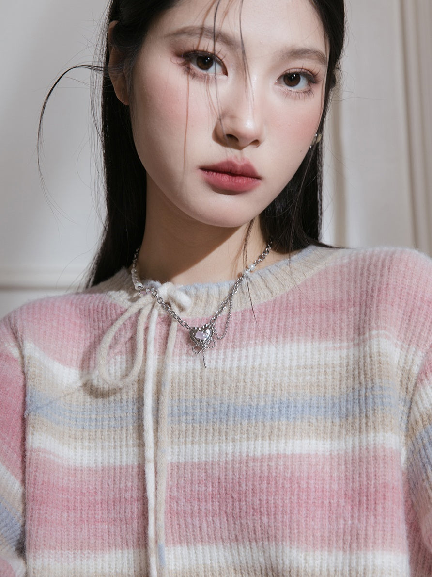 Gradient Border Loose Knitted One-piece