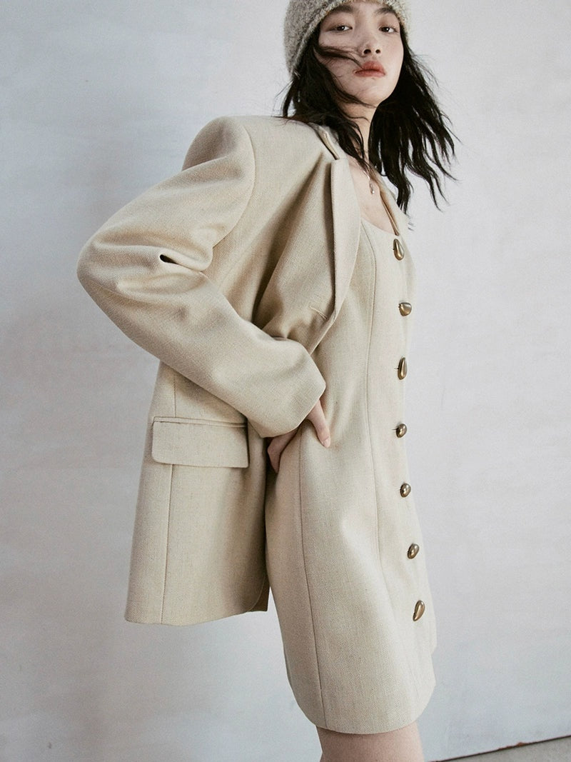 Tweed U-Neck Sleeveless One-piece