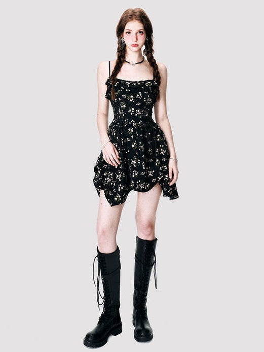 Irregular Floral Sling Dress