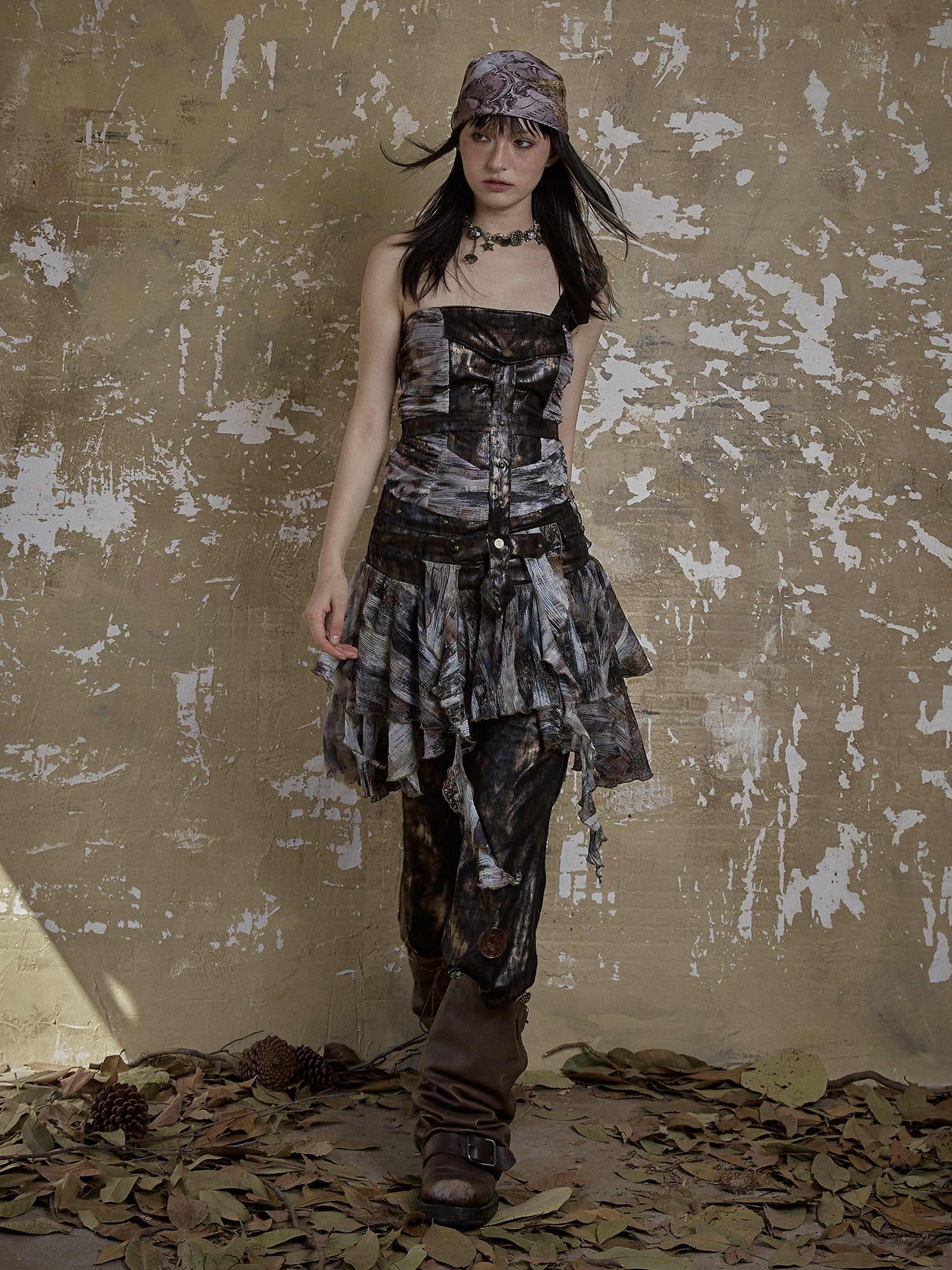 Punk unregelmäßige Spleißrohrkleid