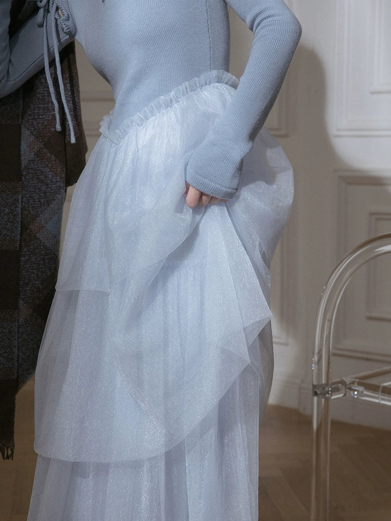 패치 워크 디자인 깎아 지른 케이크 드레스