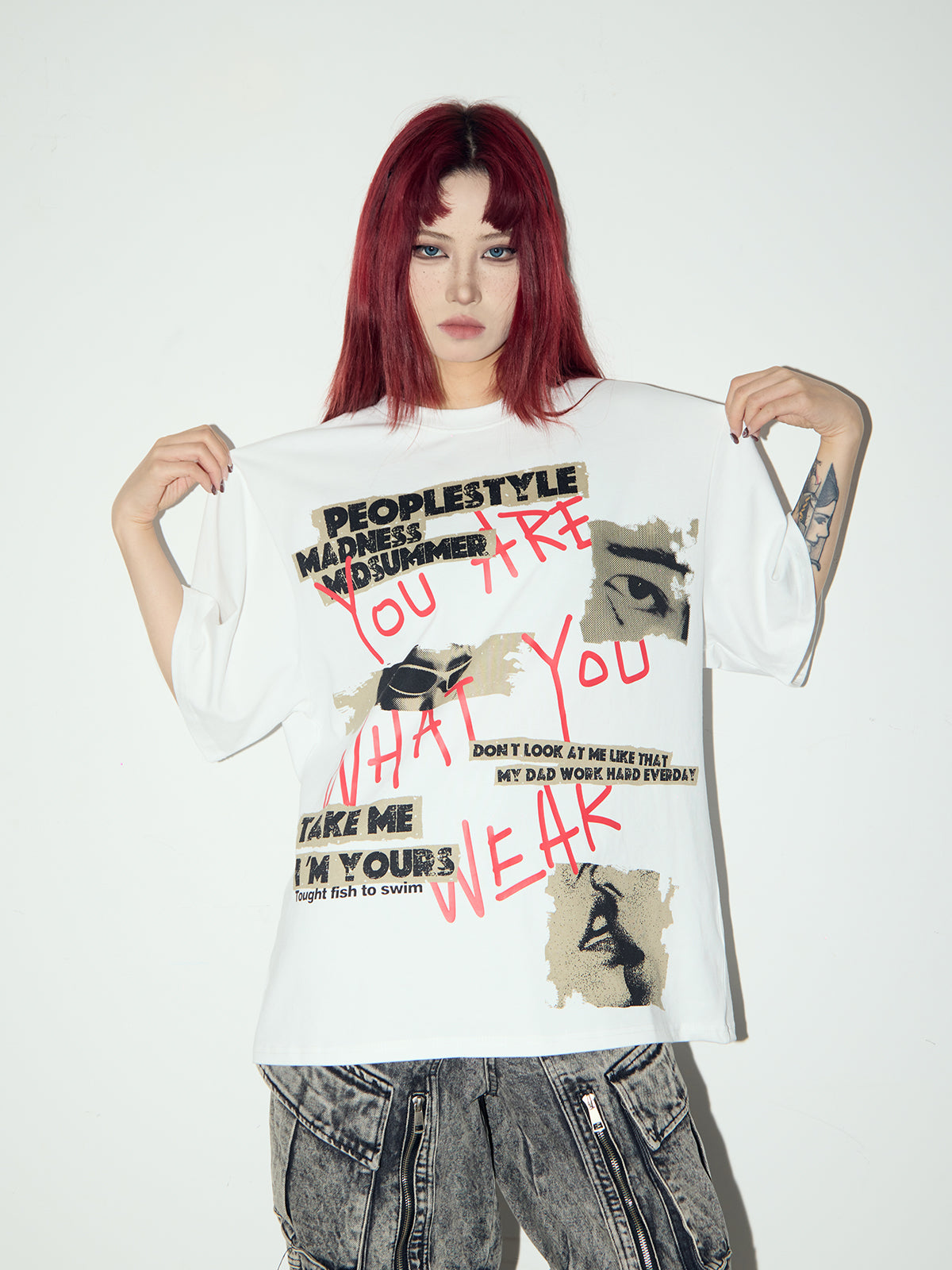 Graffiti Printed Letters Loose T-Shirt