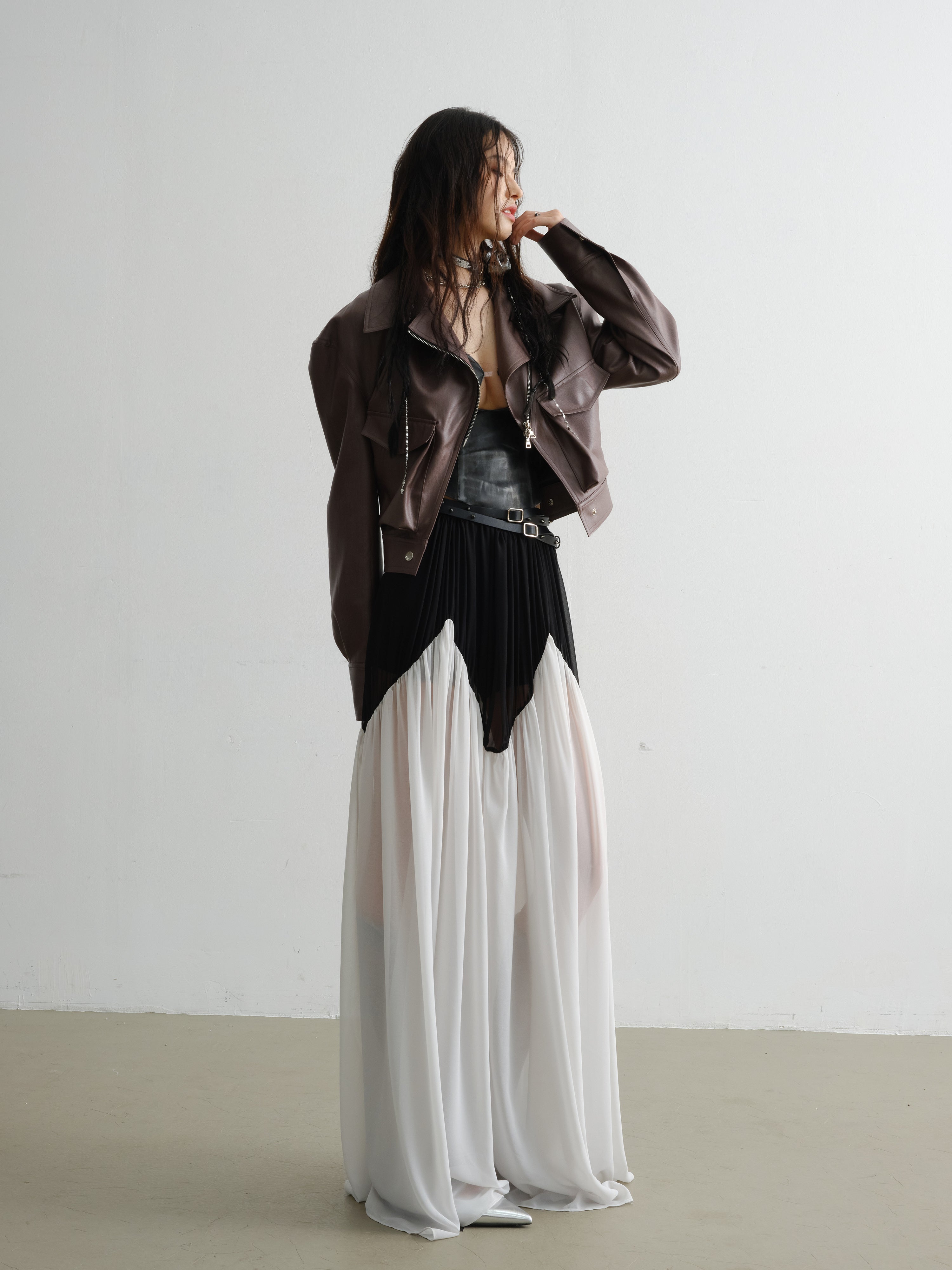 느슨한 PU 가죽 자켓