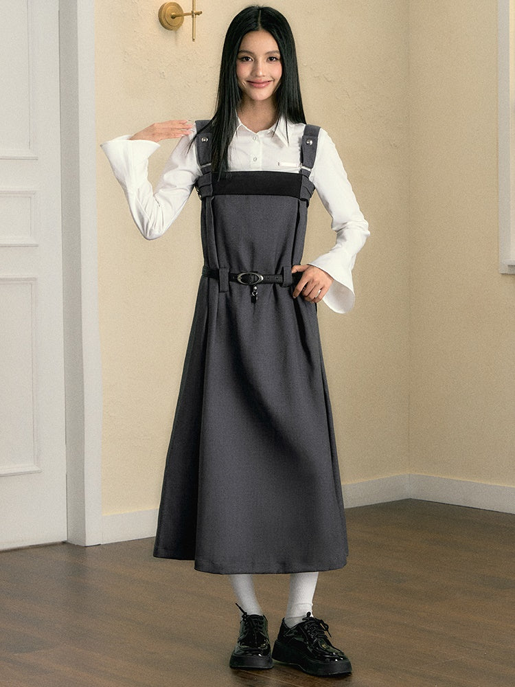 Color Contrast Adjustable Strap Skirt