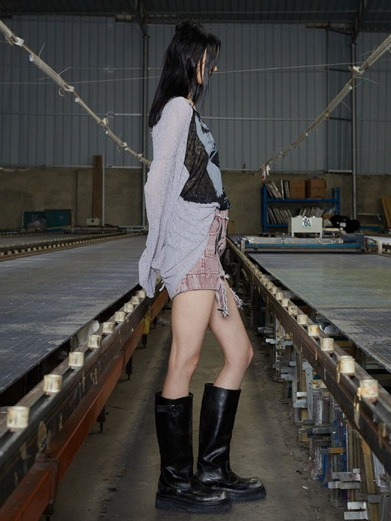 Street Damage Paint Short Skirt
