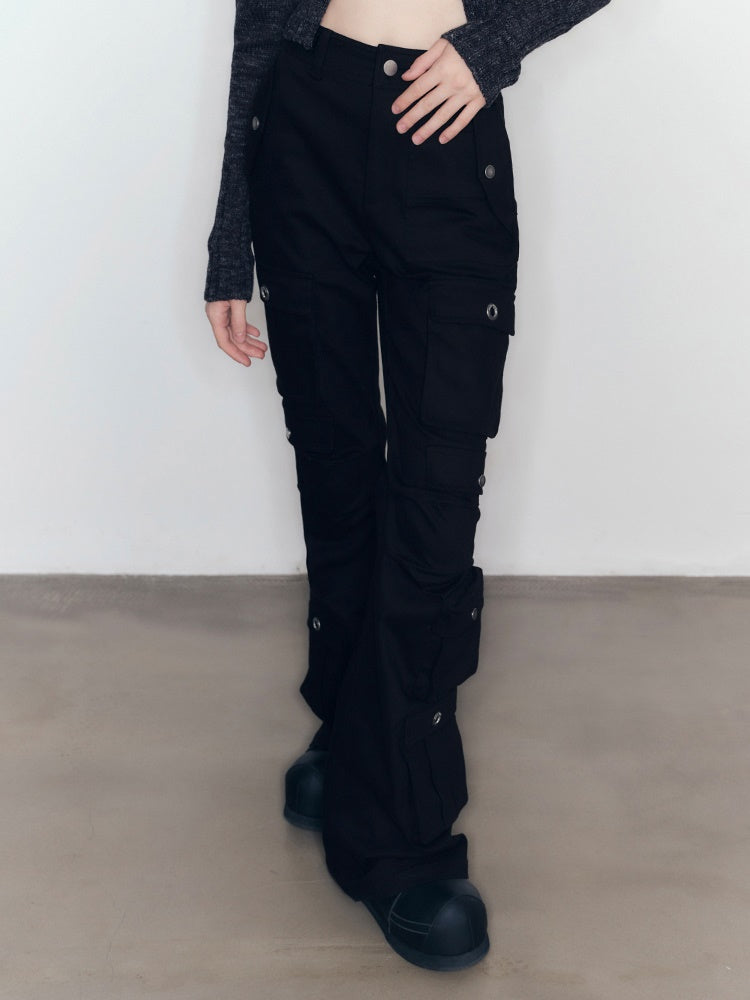 Elastic Lace Work Casual Pants