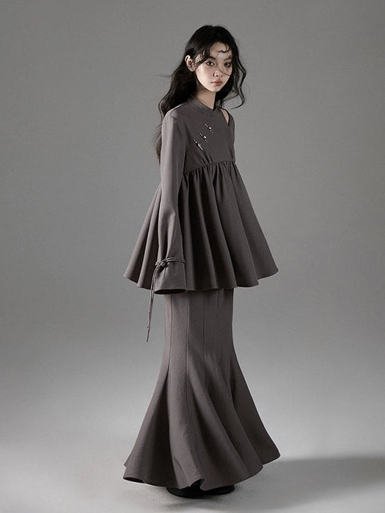 MAO -Kragenschaltschalttop- und Meerjungfrau -Rock