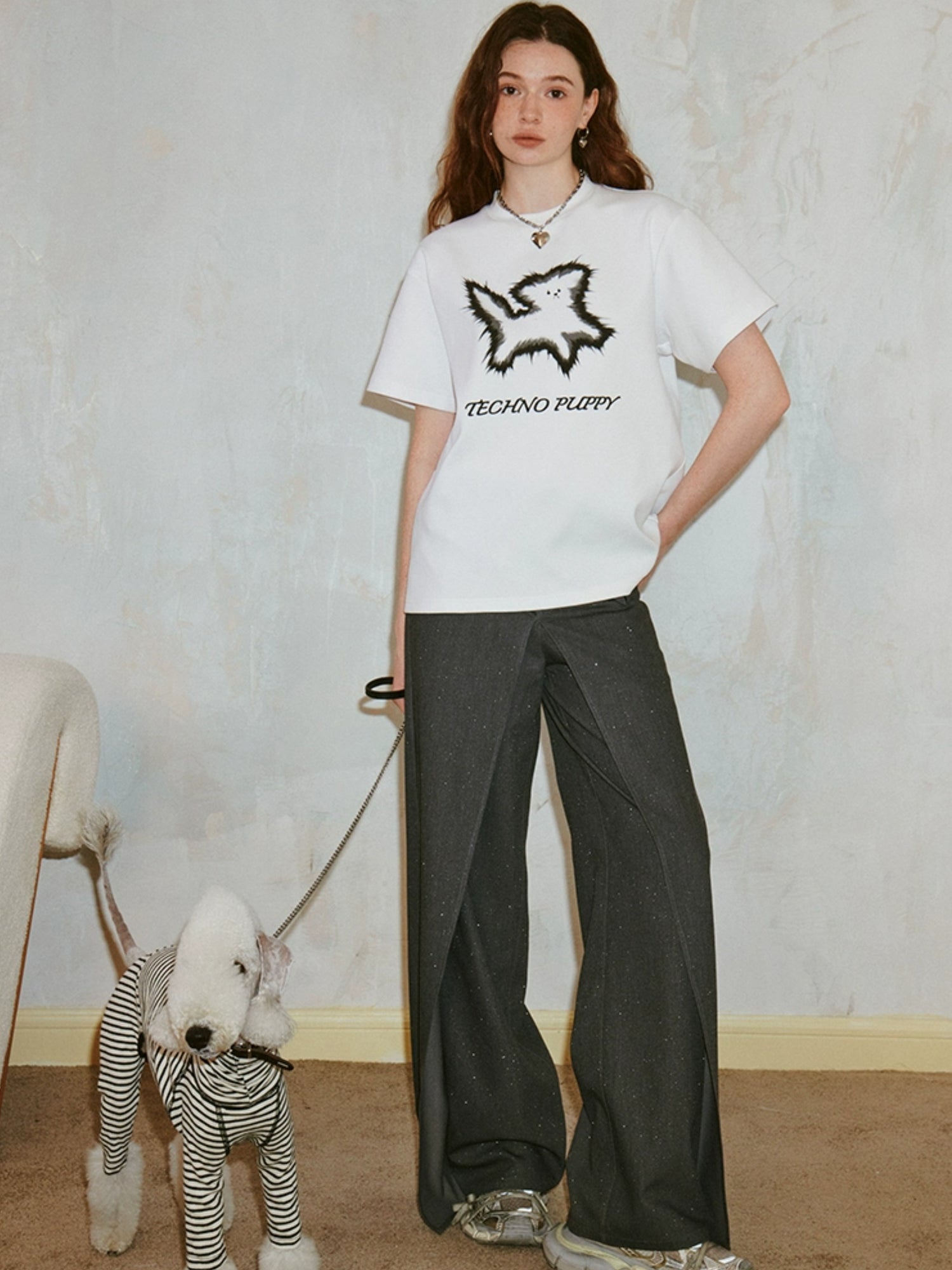 Electronic Explosive Puppy Print T-shirt
