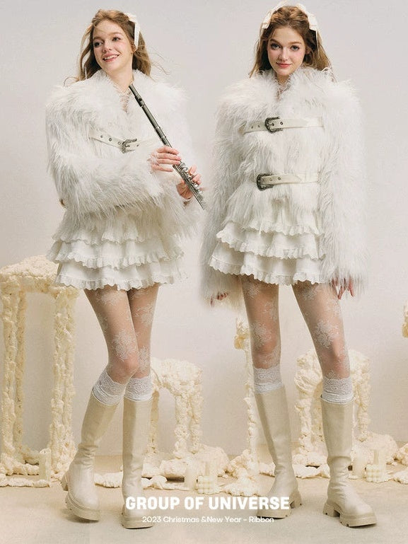 Fluffy Eco-friendly Strap Fur Coat