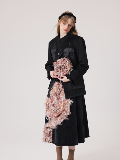 Rose Detachable Mid-mountain Collar Jacket