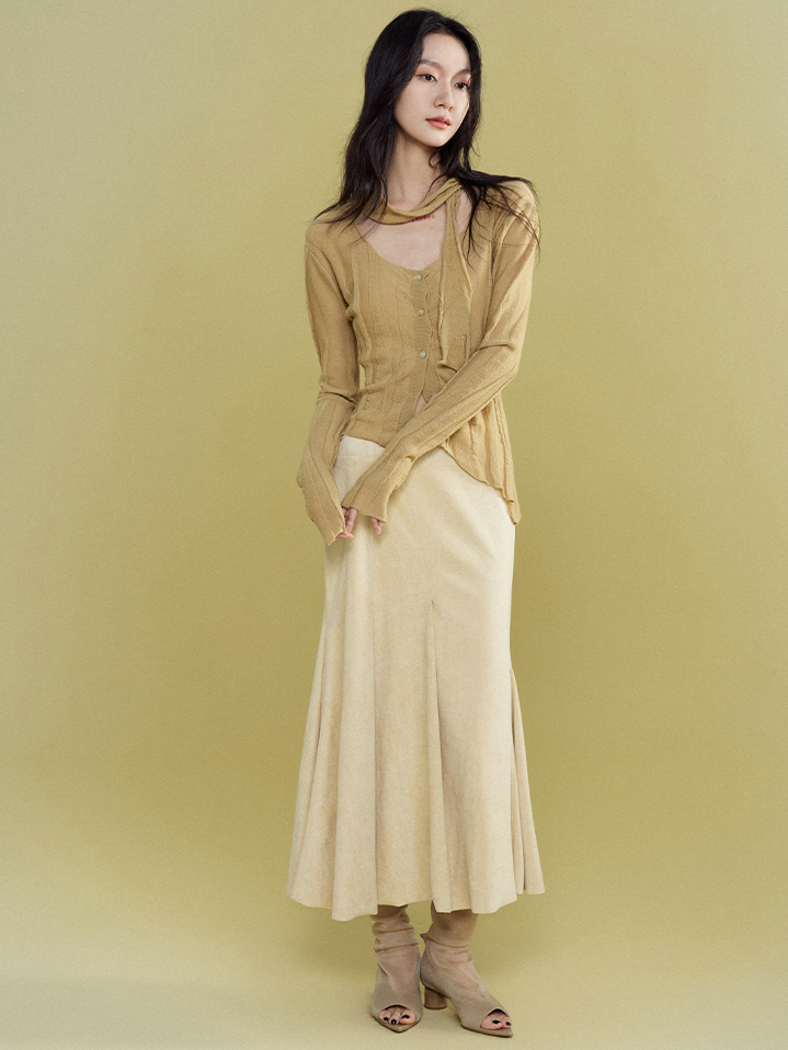 Suede Touch Patchwork Mermaid Skirt