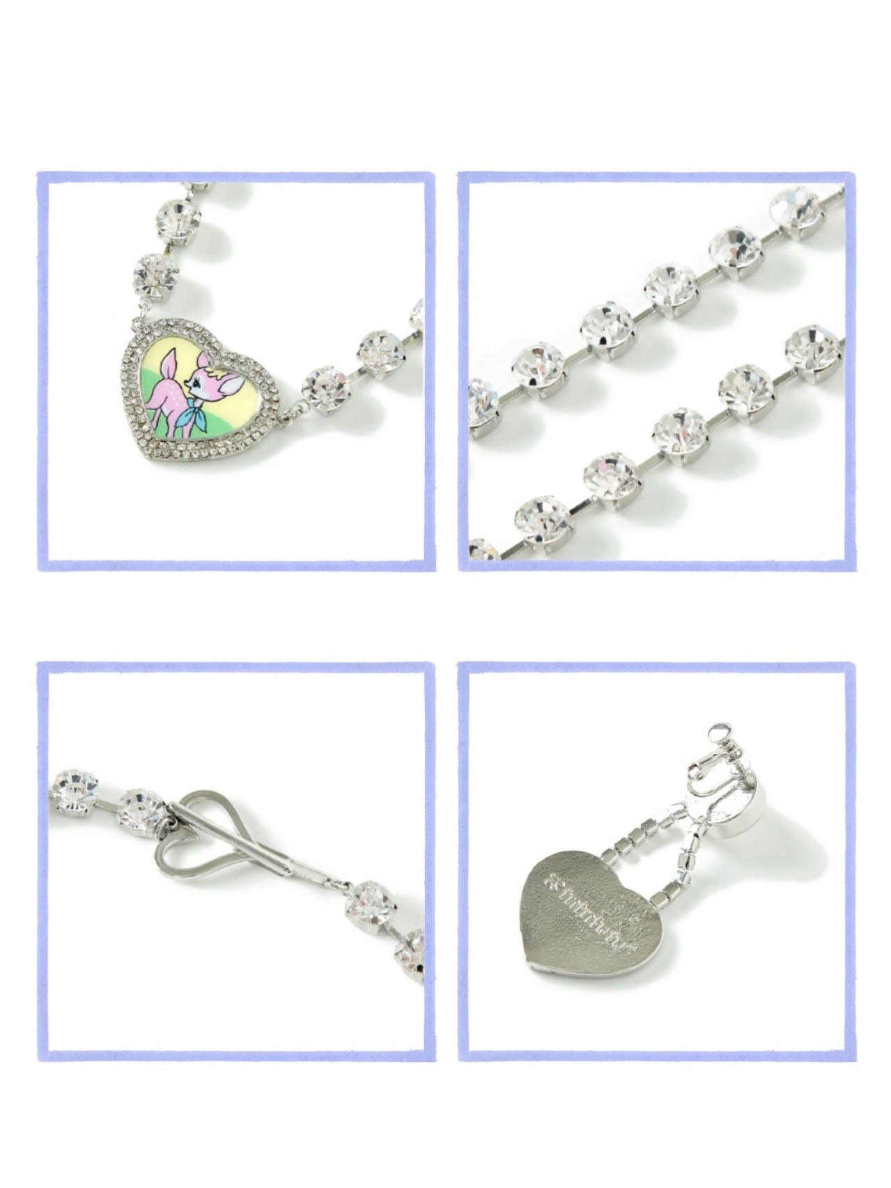 만화 사슴 귀여운 stdded 라인톤 귀걸이 및 피어스 & 목걸이