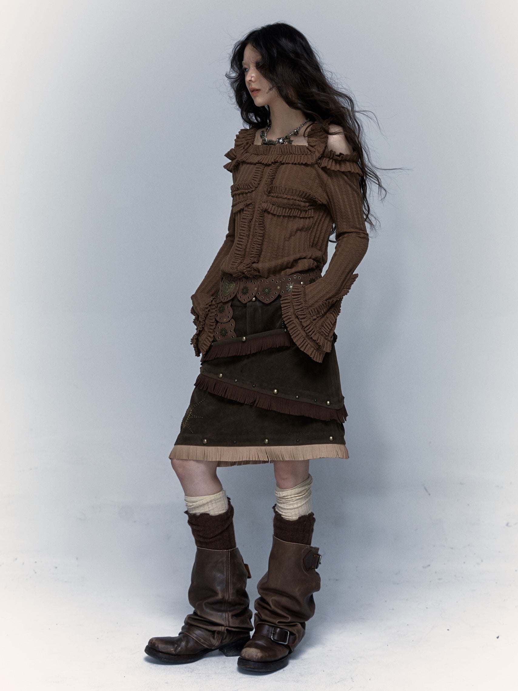 Gefälschte Wildleder entfernbare Shorts Quasten Rock