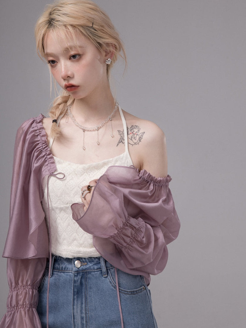Sunscreen Cardigan & Lace Camisole Setup