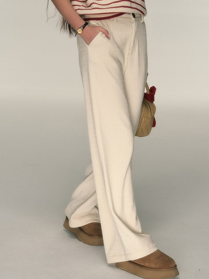 High Waist Corduroy Taste Straight Casual Pants