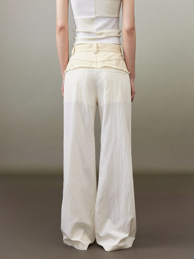Raw Edge Straight Casual Wide Leg Pants