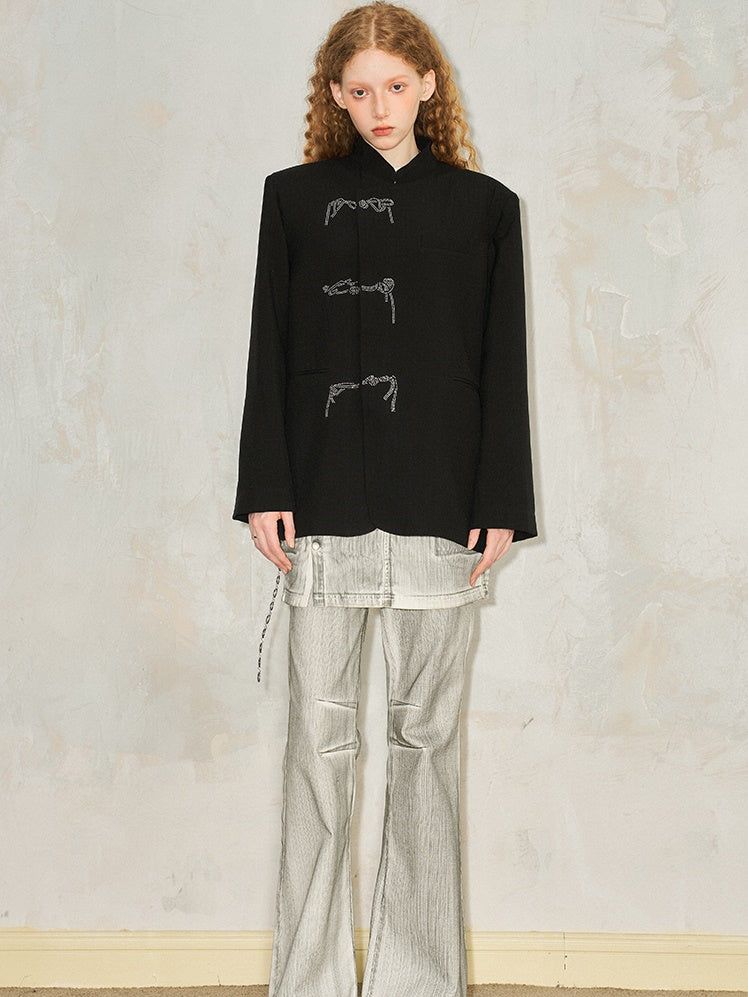 Chinese Style Oblique Placket Jacket