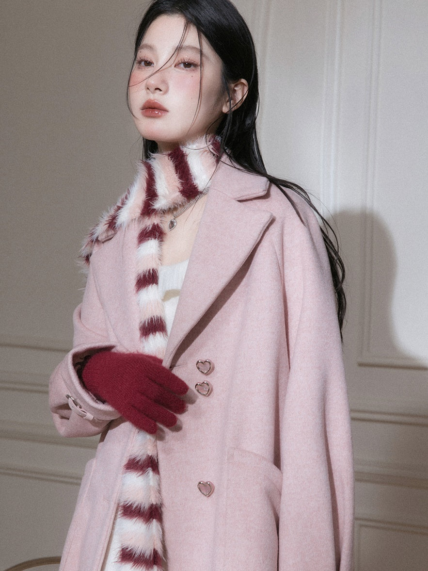 Gradient Border Sleeveress Fluffy Kleid & Schal