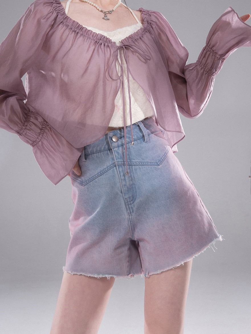 Spray Color Blush Denim Shorts