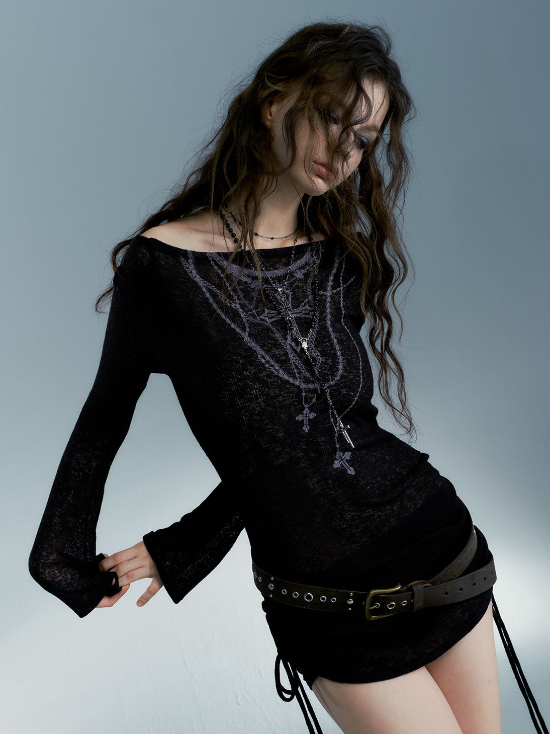 One-Collar Long-sleeved Bottoming Cutsew