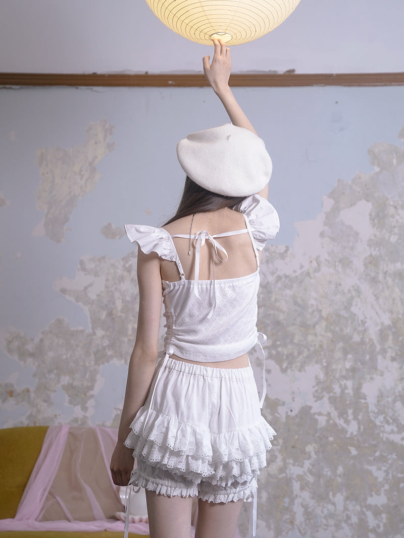 Flying Sleeve Love Jacquard Camisole