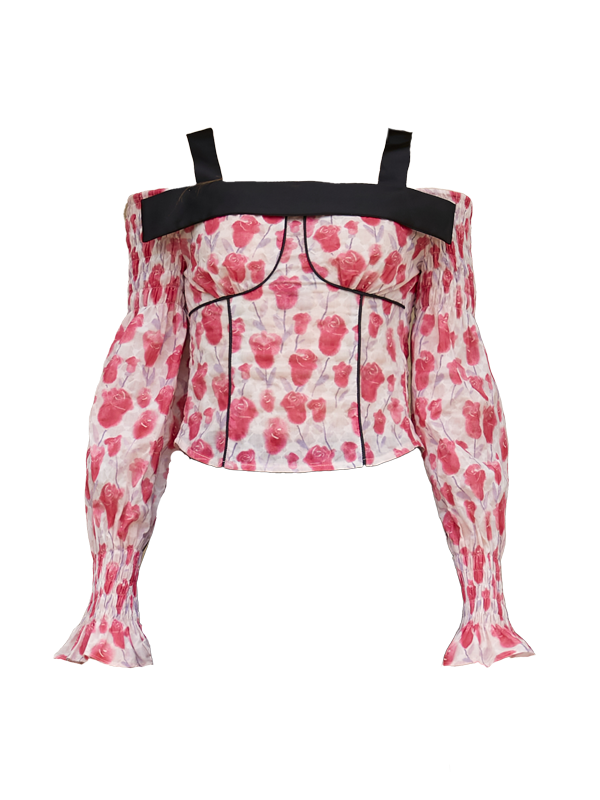 Blumengurt ab Off-Schulter-Top & Faltenrockhose