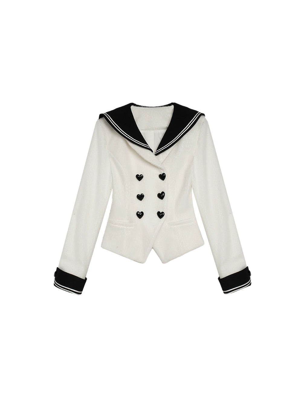 대학 스타일 선원 칼라 짧은 재킷