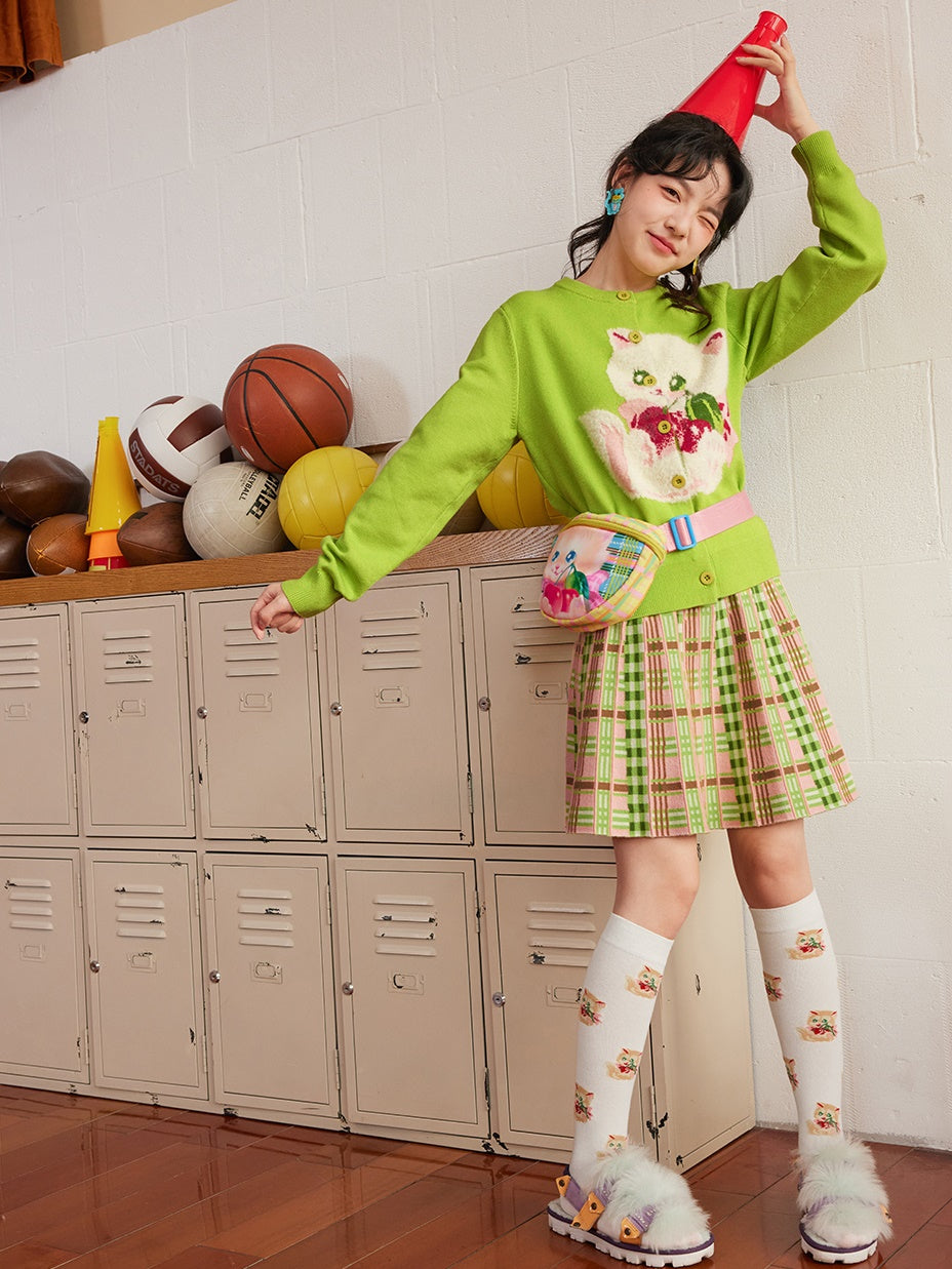 Kitten Round Neck Knitted Cardigan