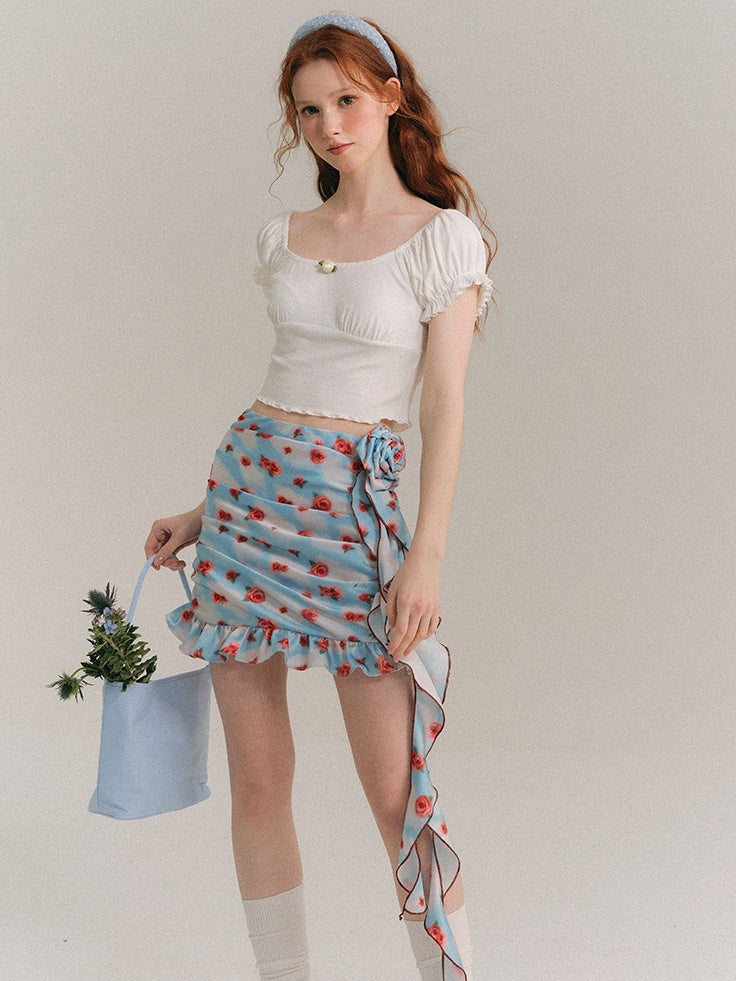 Painted Rose Floral Camisole & Drape Skirt