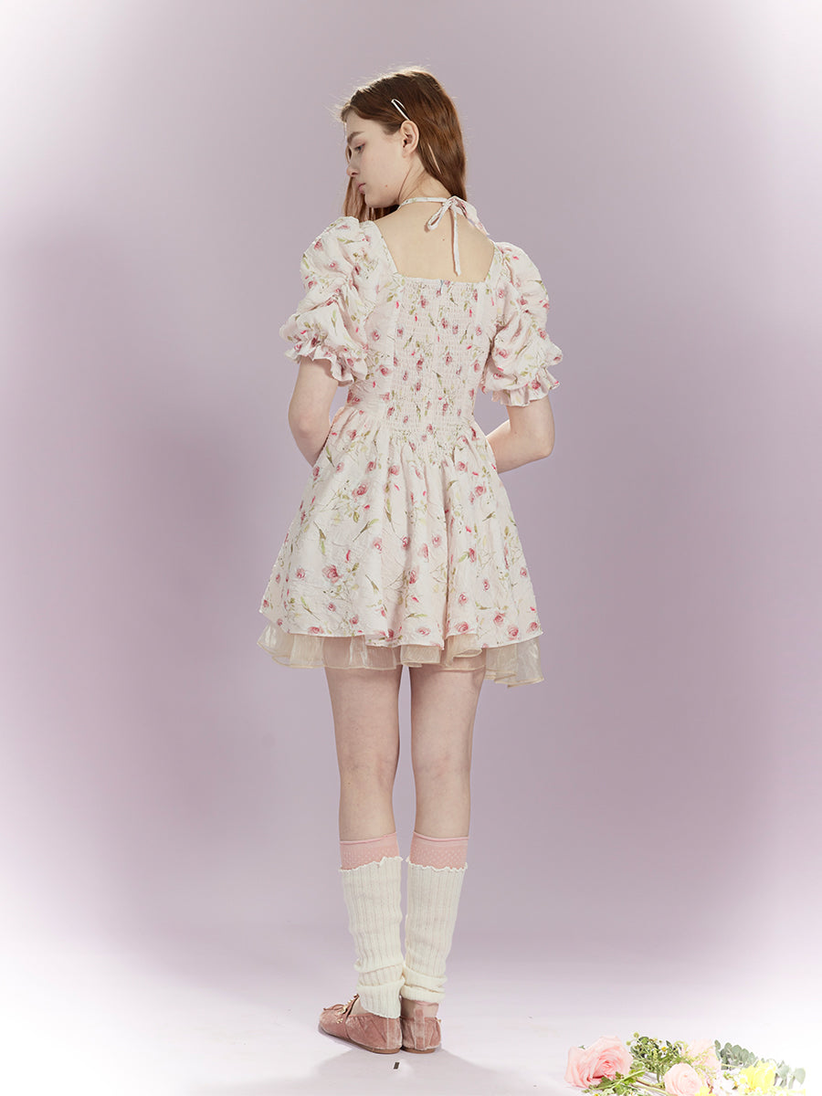 Rose Puff -Ärmelkleid