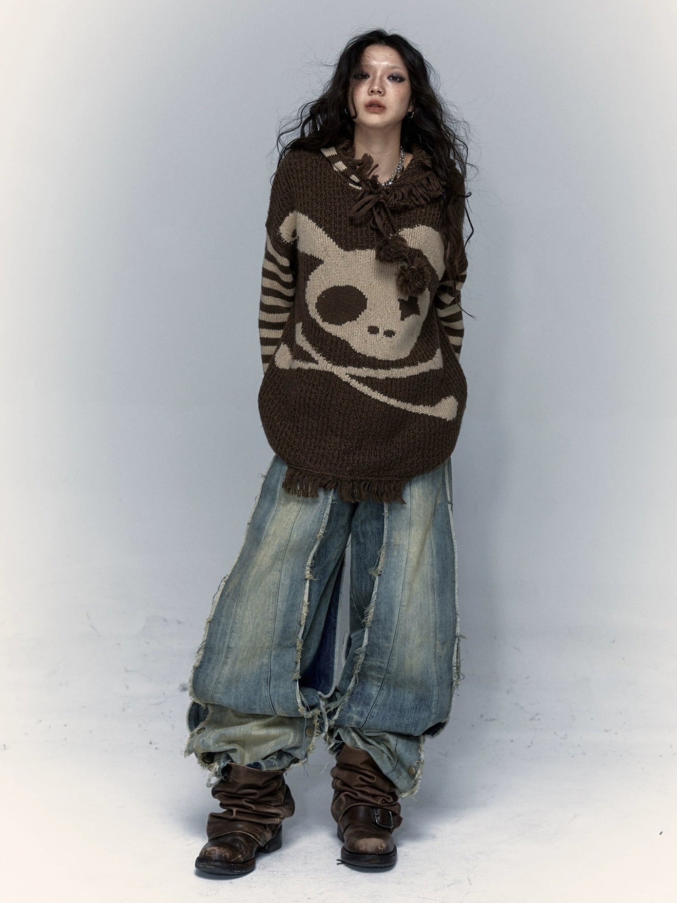 Washed Old Street Loose Wide Leg Jeans