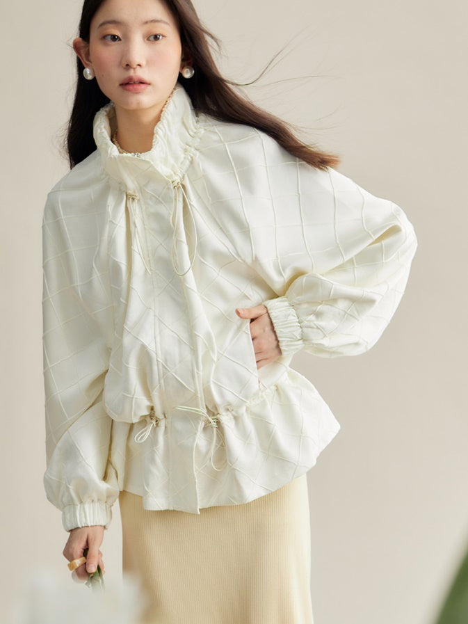 Light Sporty Rhombus Design Short Windbreaker