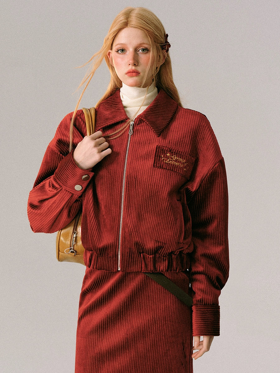 Samt Swing Top Blouson & Mini Faltenrock & langer Meerjungfrau -Rock