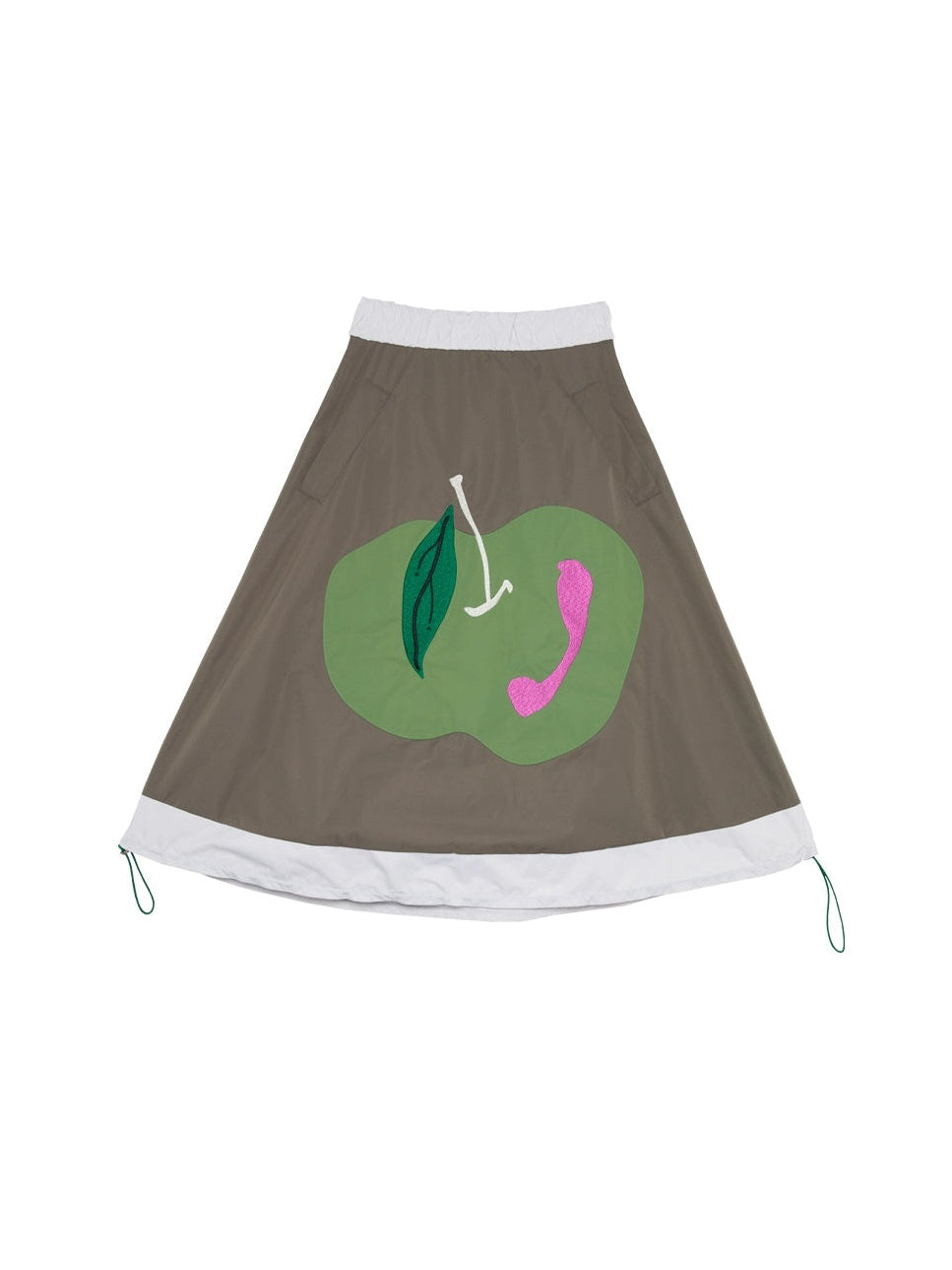 Contrast Stitching Hooded Windbreaker & Patchwork A-Line Skirt