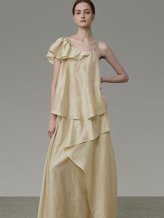Asymmetry Frill A-Line Camisole & Irregular Skirt