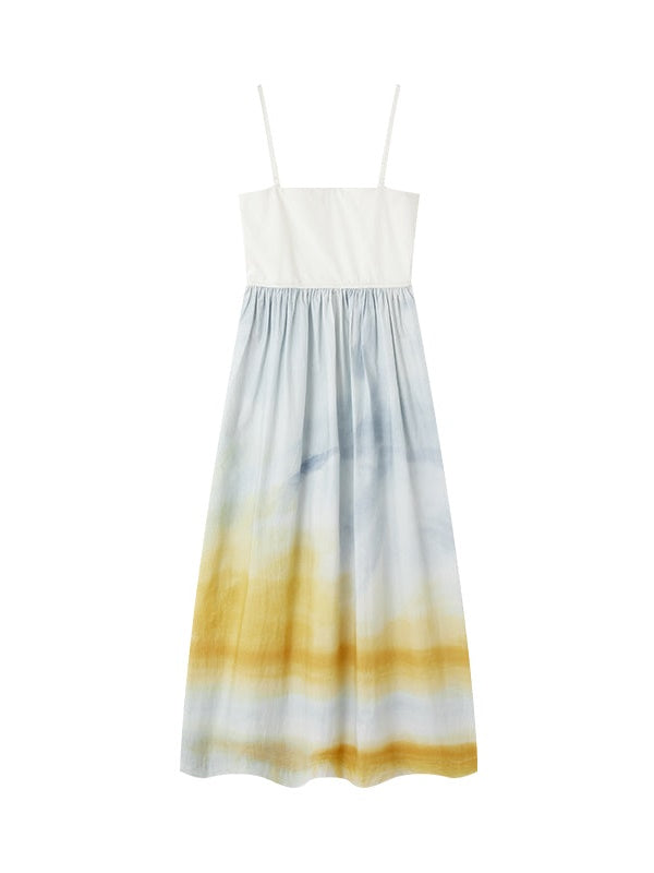 Detachable Shoulder Strap Printed Bare Top One-piece