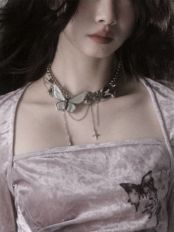 Retro Niche Butterfly Chain Choker