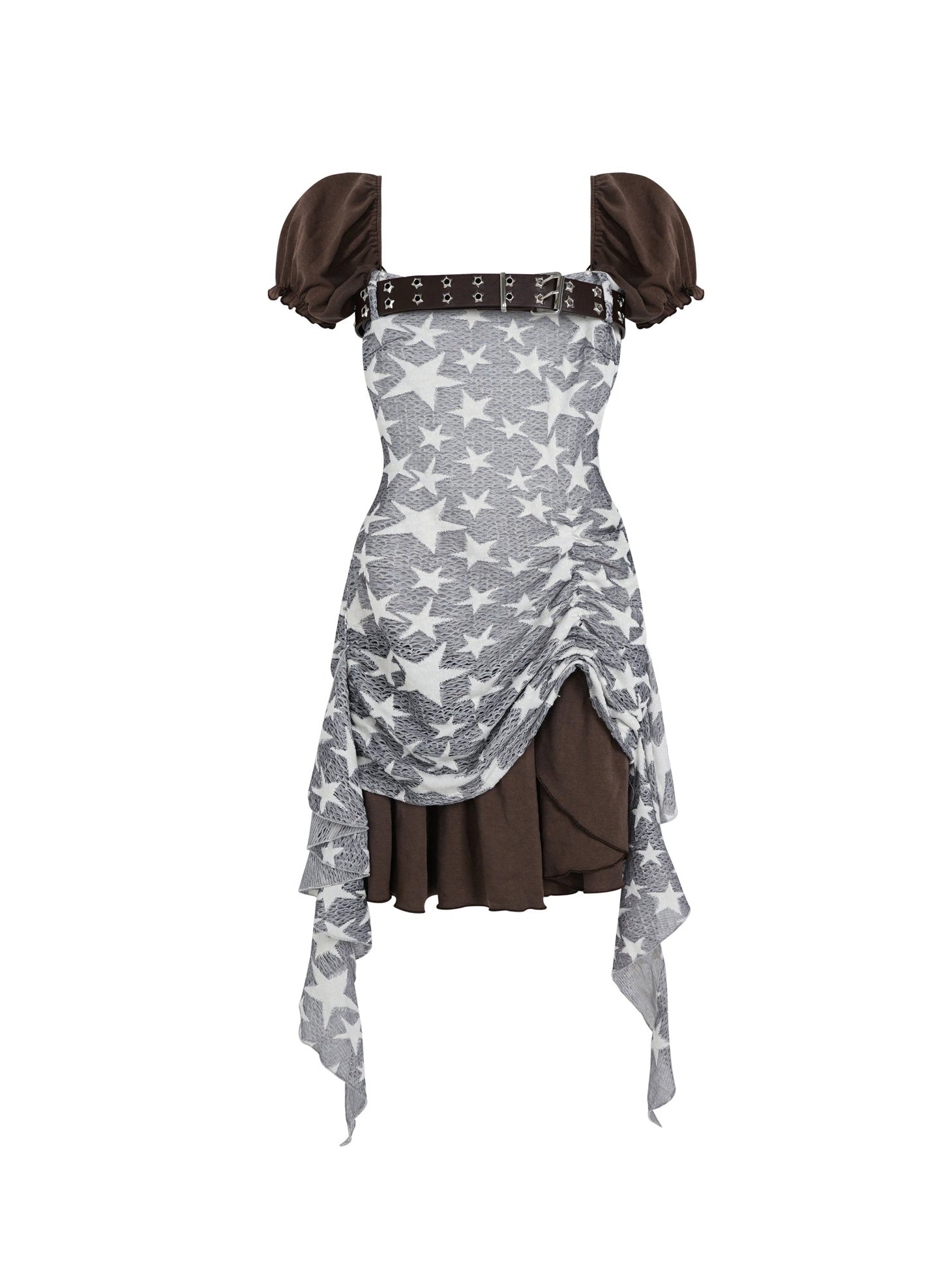 스타 스퀘어 목 이동식 슬리브 2 웨이 드레스