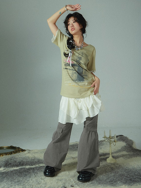 Grunge Retro Print Oversized T-shirt