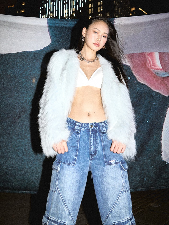 대리석 여우 모피 재킷