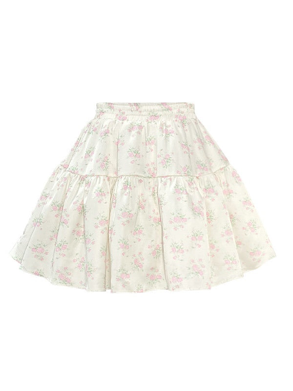 꽃 진주 장식 코르셋 카미솔 및 퍼프 스커트