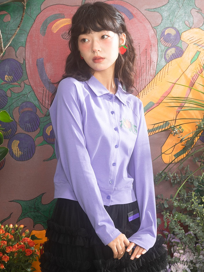 Obstdruck Raglan Ärmlingshemd Hemd