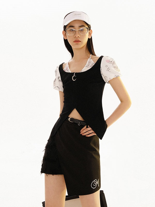 Simple Splicing Asymmetric A-line Skirt