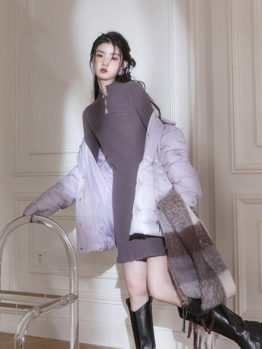 Oriental Style Knitted Short Dress