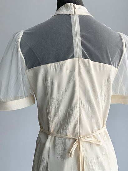 Durchsichtiges Puffärmel langes Kleid