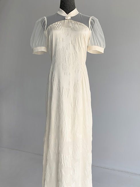 Durchsichtiges Puffärmel langes Kleid