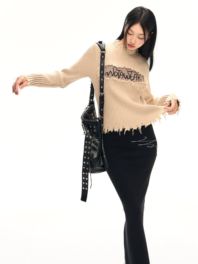 Reihe Rand Slim Fit Flaschenhals Pullover